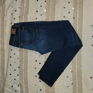 American Eagle Dark Wash Jegging Straight Leg Sz 8L EUC Stretchy
